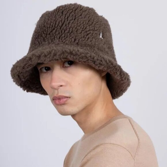 NWT Muhlbauer Fisherman Bucket Hat Taupe Wool Sherpa Fur Warm 58cm - Picture 5 of 8